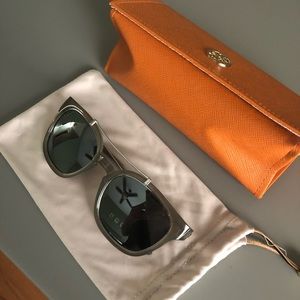 Tory Burch Metal Brow Bar Aviator Sunglasses